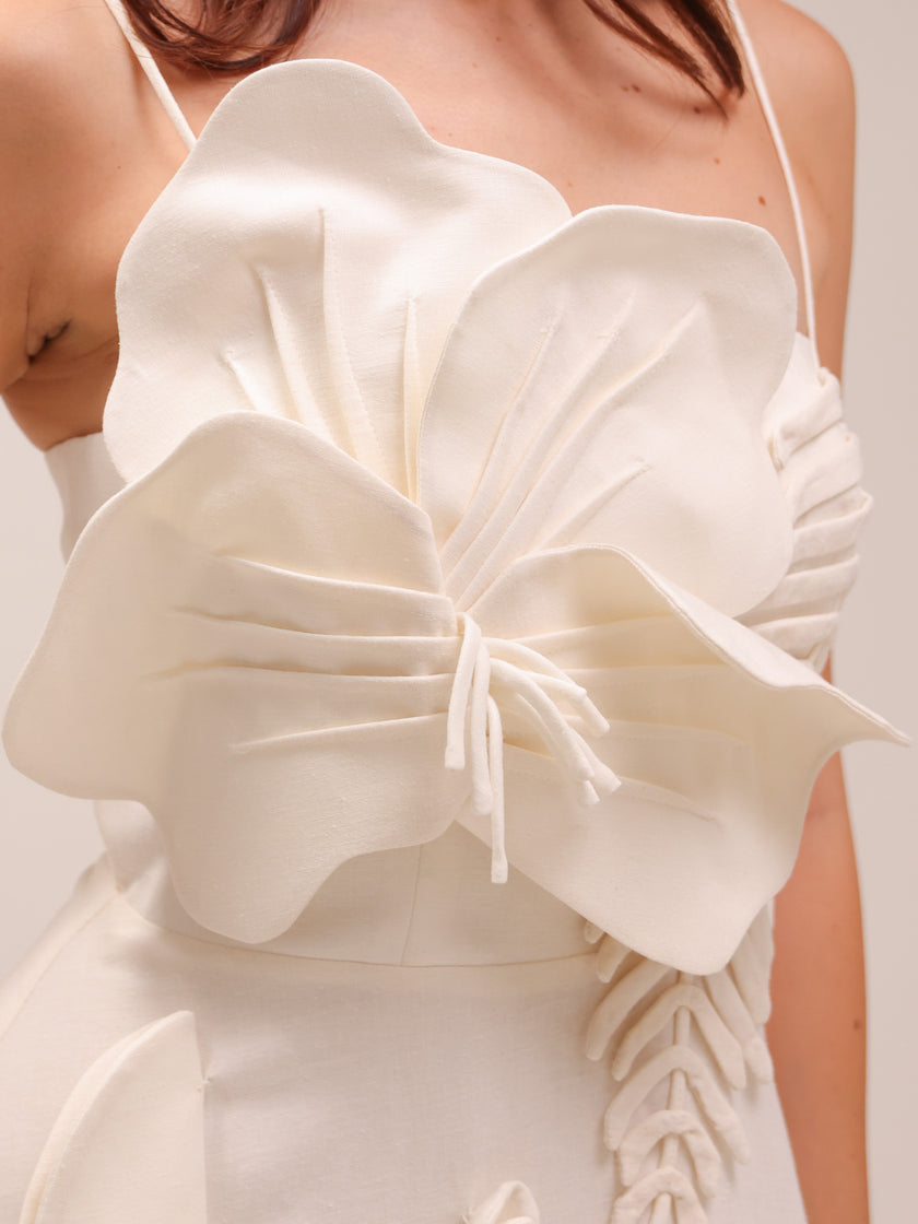 Off-White Garden Lenzing Ecovero Euroflax Midi Dress