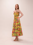 Delicate Fruit Garden Yellow Smocked Maxi Dress