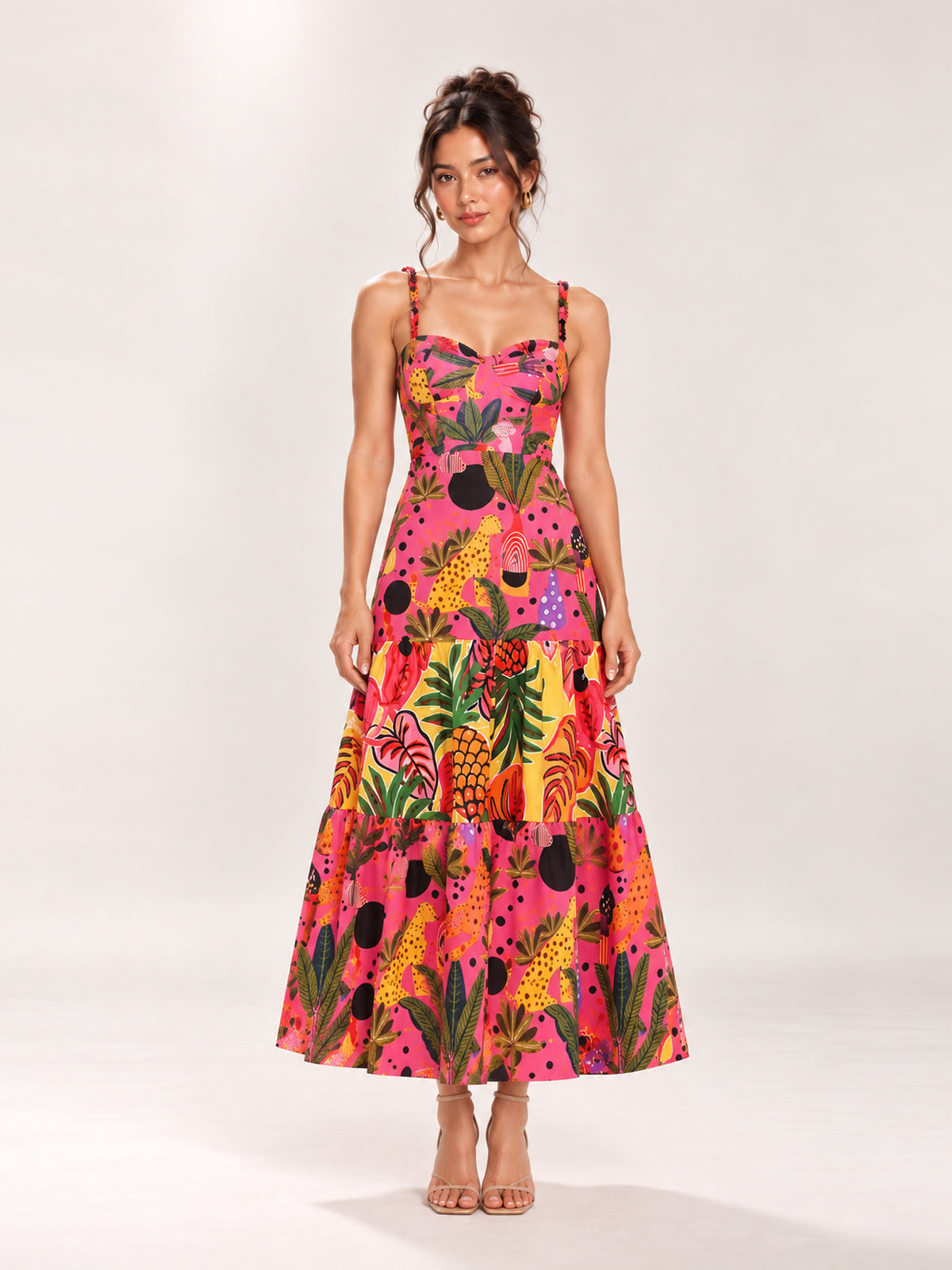 Pop Leopards Mixed Midi Dress