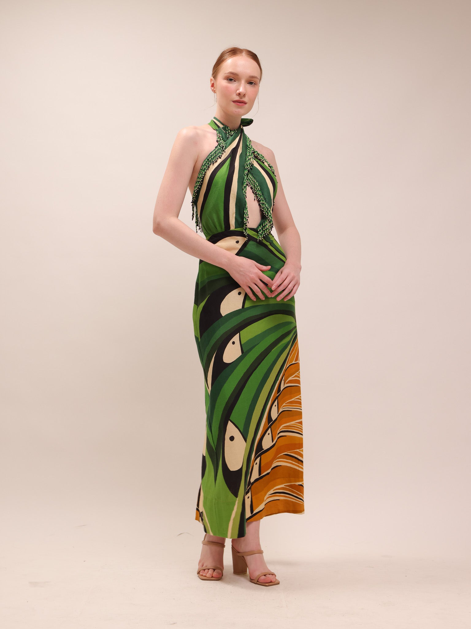 Toucan Tree Green Maxi Dress