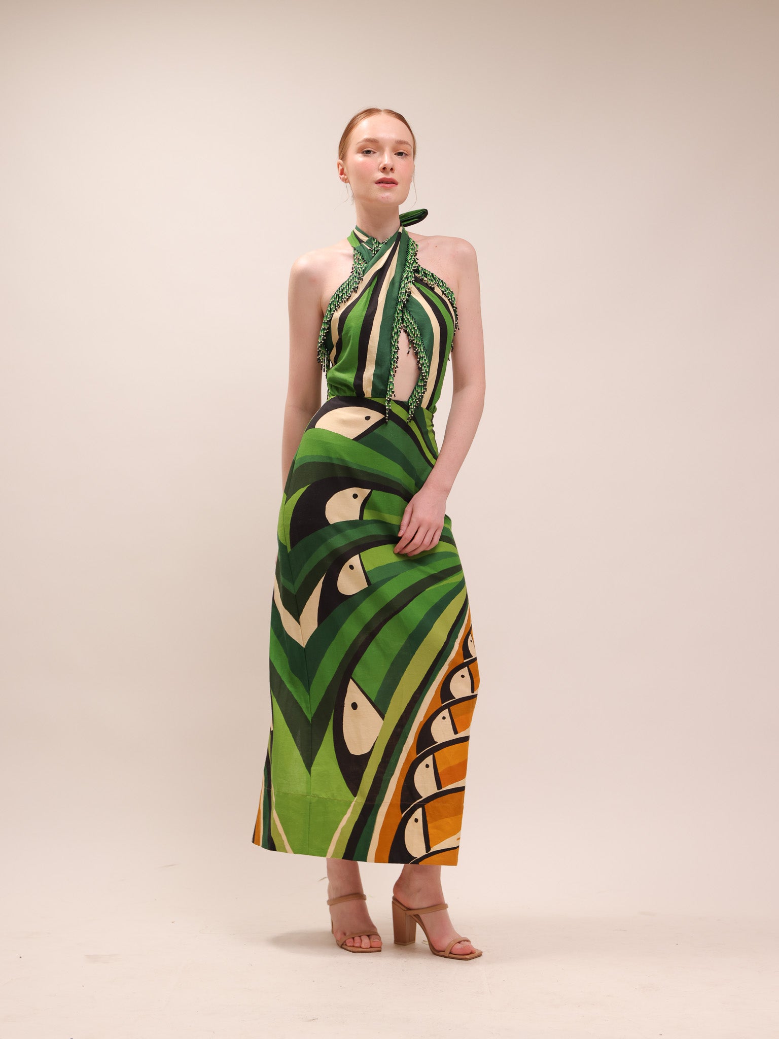Toucan Tree Green Maxi Dress