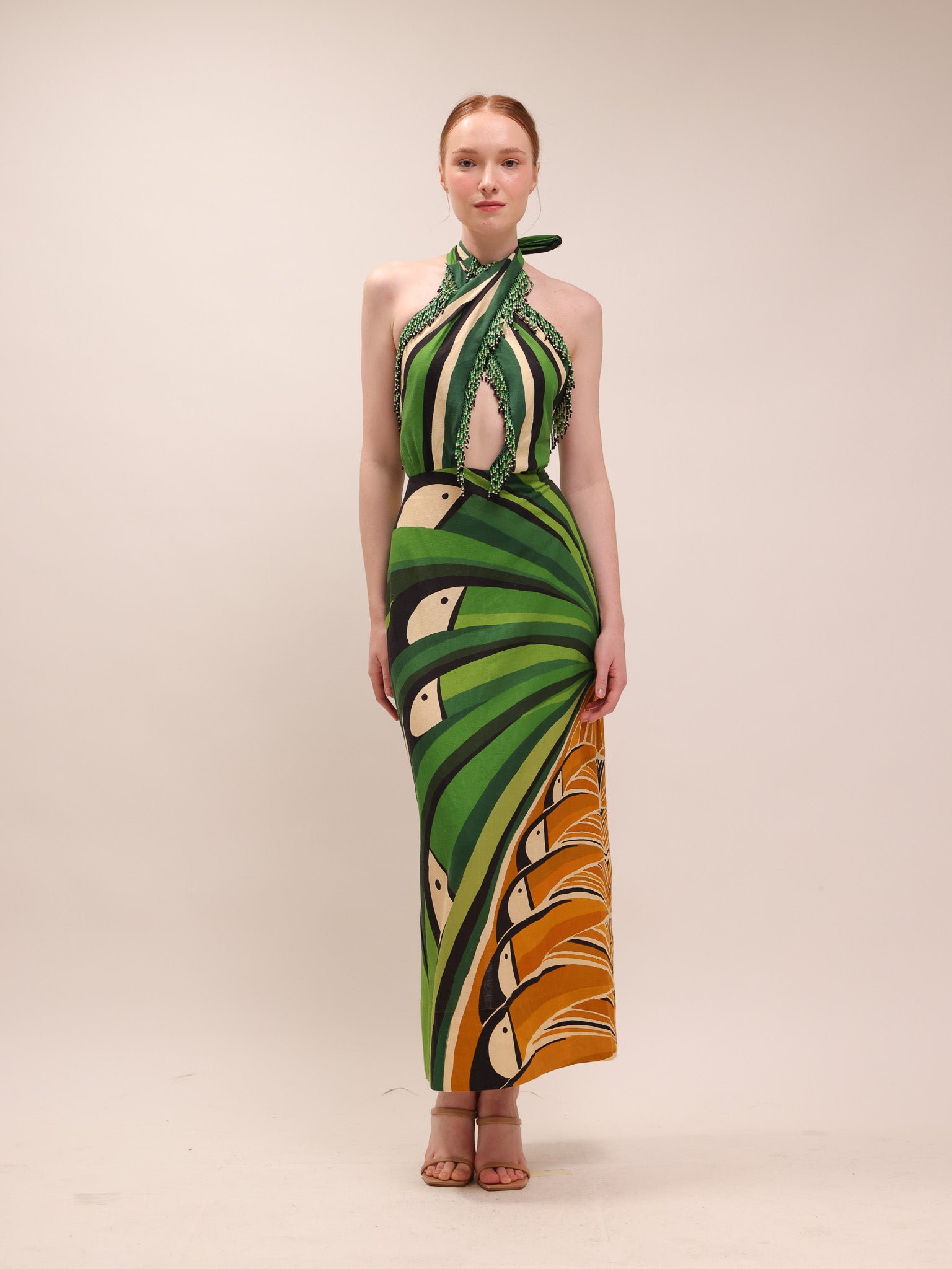Toucan Tree Green Maxi Dress