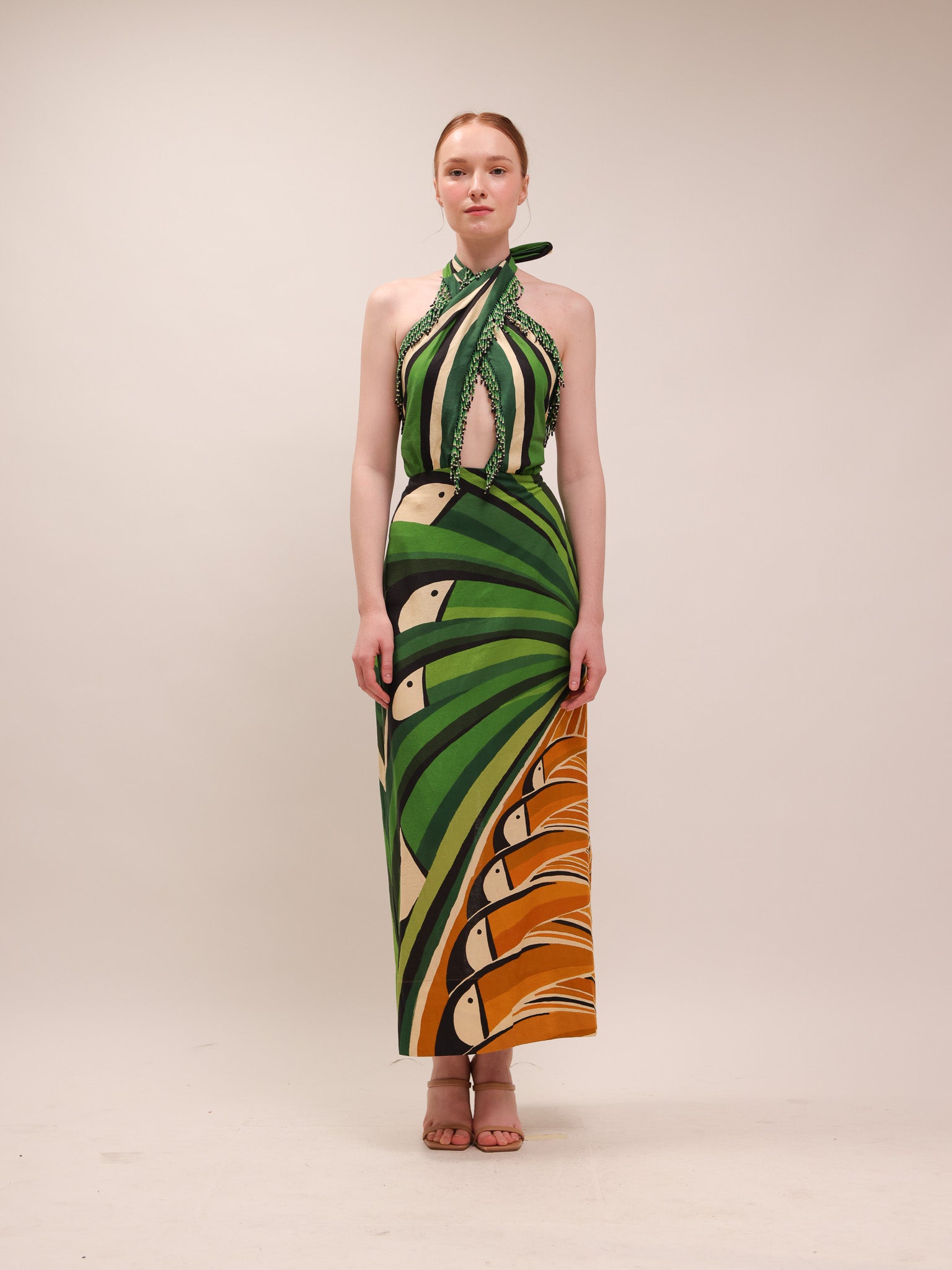 Toucan Tree Green Maxi Dress
