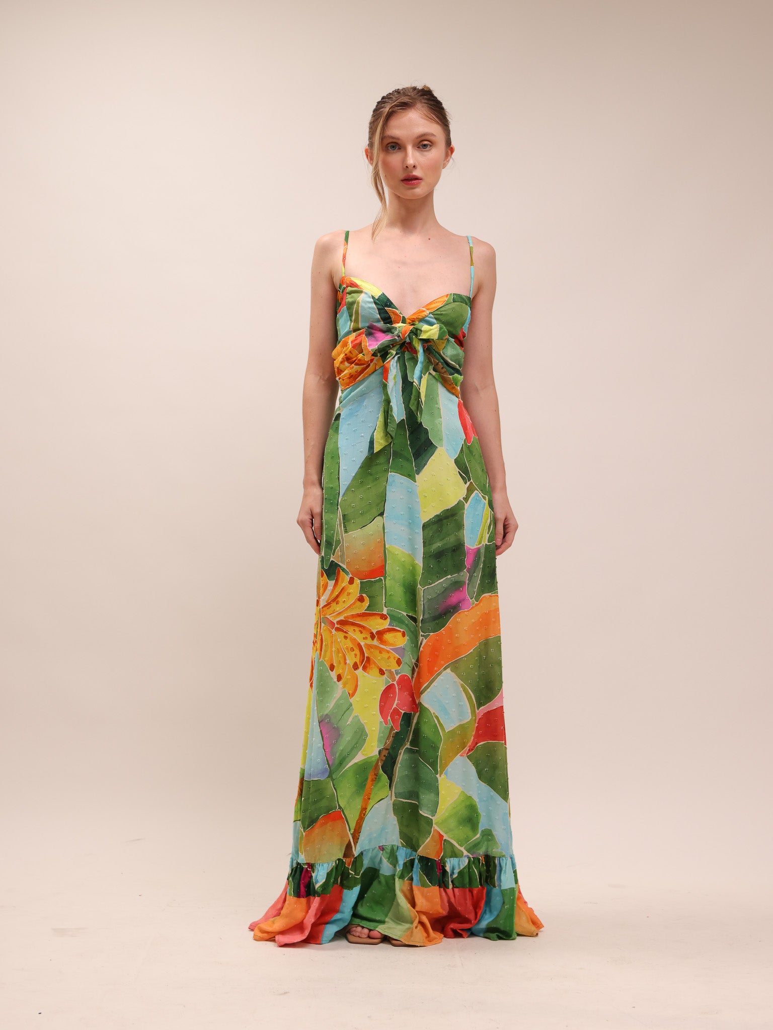 Tie-Waist Printed Dress