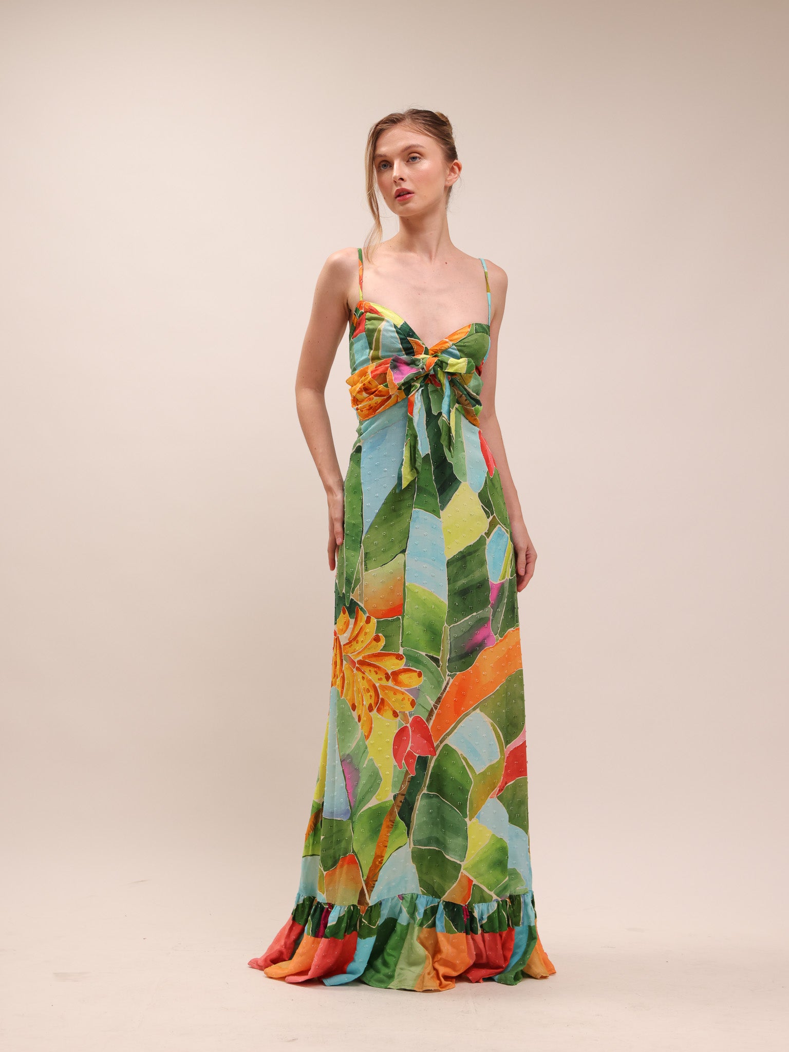 Tie-Waist Printed Dress