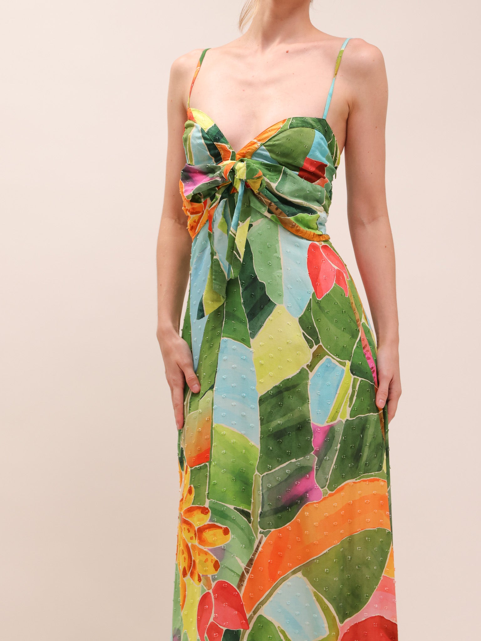Tie-Waist Printed Dress