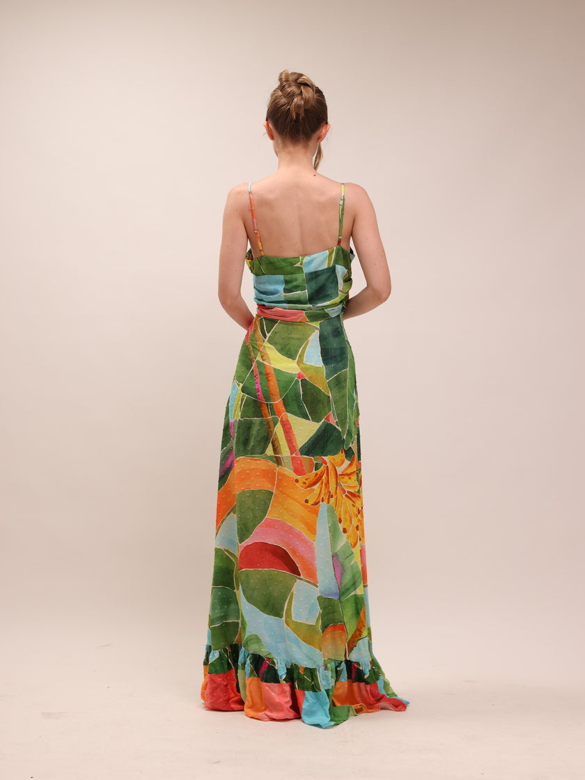 Tie-Waist Printed Dress