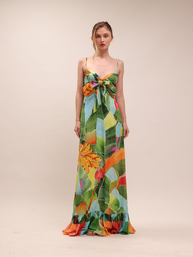Tie-Waist Printed Dress