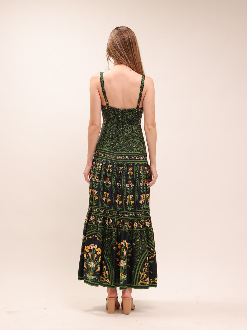 Black Flowers Arch Lenzing Ecovero Euroflax Maxi Dress