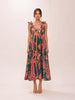 Pleated Palm Midi Dress