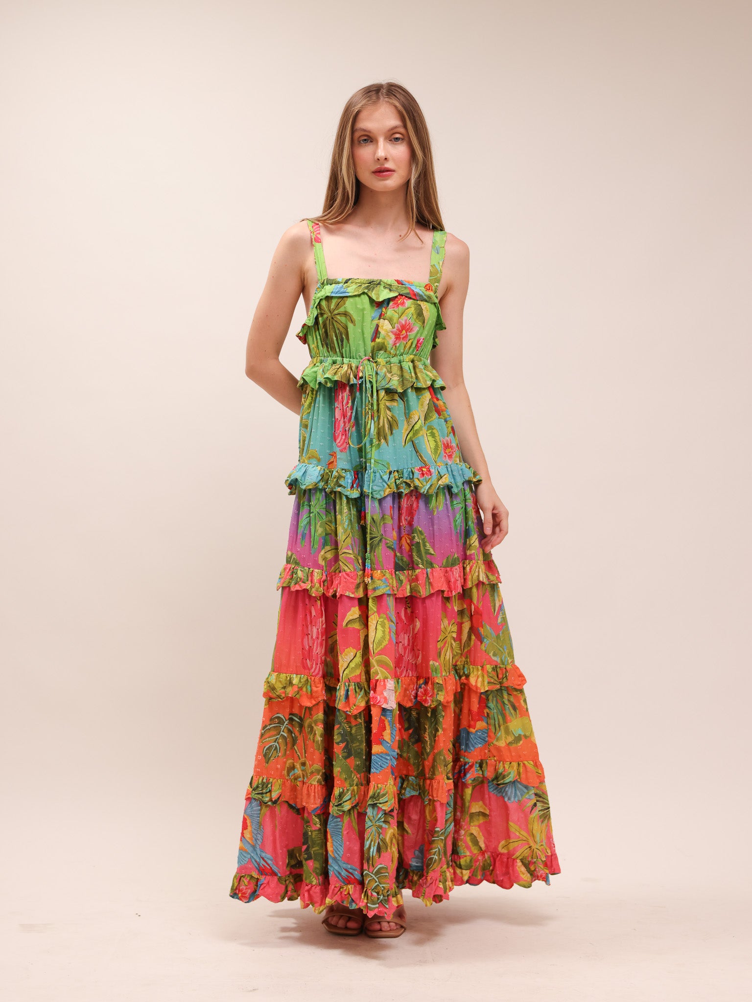 Ombre Forest Tiered Maxi Dress