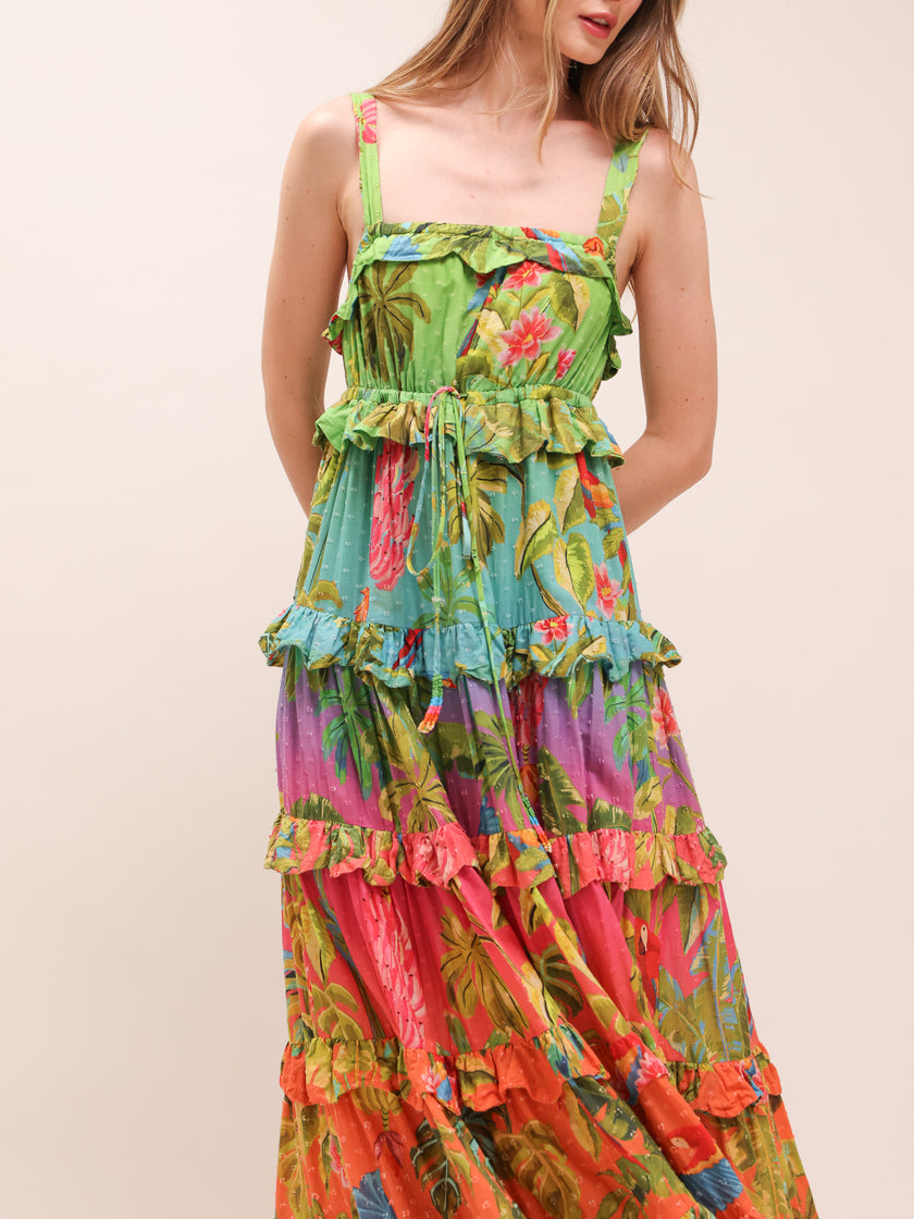 Ombre Forest Tiered Maxi Dress