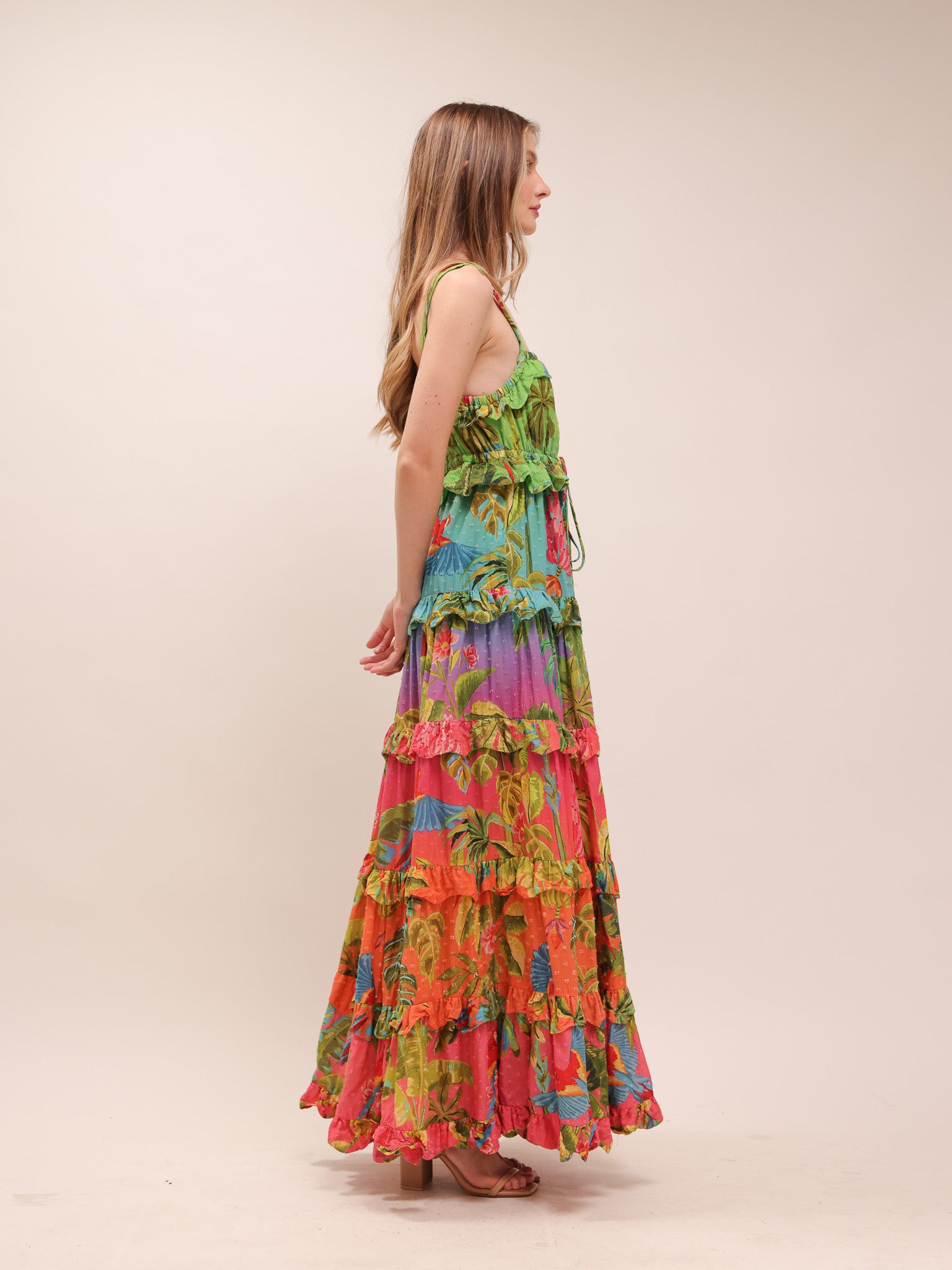 Ombre Forest Tiered Maxi Dress