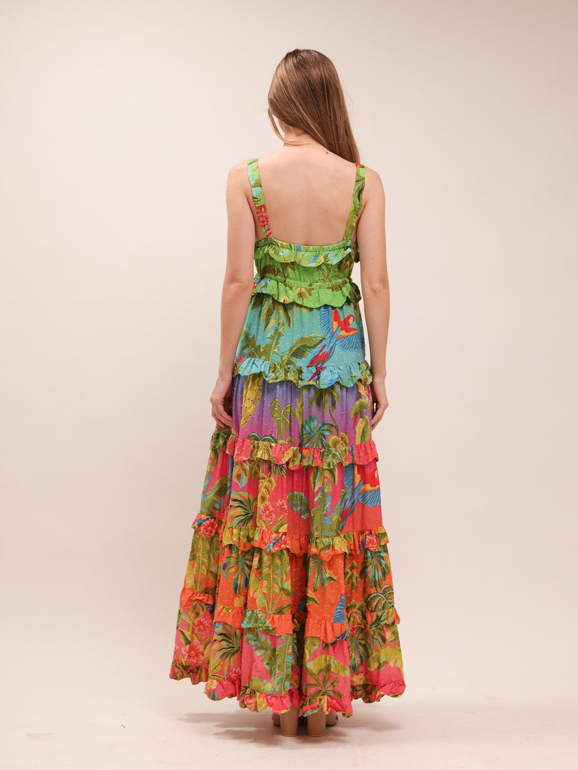 Ombre Forest Tiered Maxi Dress
