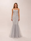 Gray Tulle Trumpet Gown