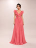Ruffle Pink Silk Chiffon Maxi Dress