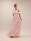Bow Front Off-the-shoulder Silk-Georgette Gown