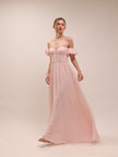 Bow Front Off-the-shoulder Silk-Georgette Gown
