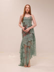 Sage Lace Asymmetrical Dress