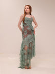 Sage Lace Asymmetrical Dress