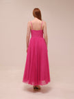 Amara Corset Pleated Tulle Fit & Flare Midi Dress