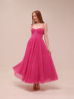 Amara Corset Pleated Tulle Fit & Flare Midi Dress