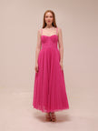 Amara Corset Pleated Tulle Fit & Flare Midi Dress