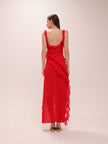 Ariela Cherry Ruffle Maxi Dress