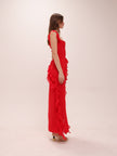 Ariela Cherry Ruffle Maxi Dress