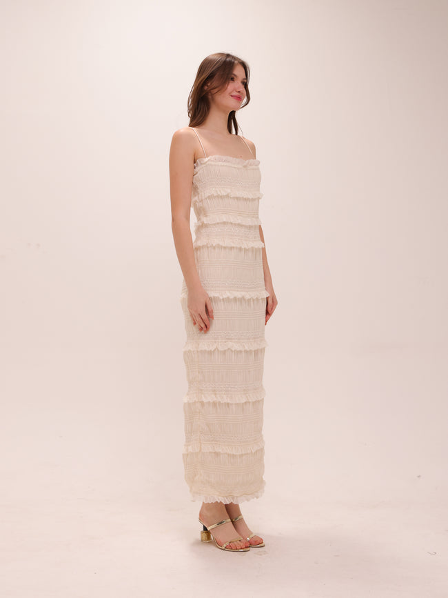 Solana Sequin Smocked and Shirred Cocktail Dress