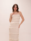 Solana Sequin Smocked and Shirred Cocktail Dress