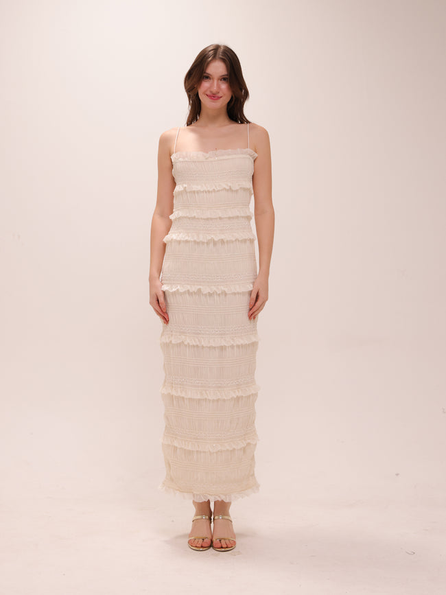 Solana Sequin Smocked and Shirred Cocktail Dress