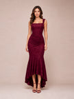 Cesca Wine Floral Lace Dress