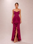 Gabbi Wine Ruffled Front Gown