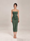 Teia Dress Forest Draped Corset Midi Dress