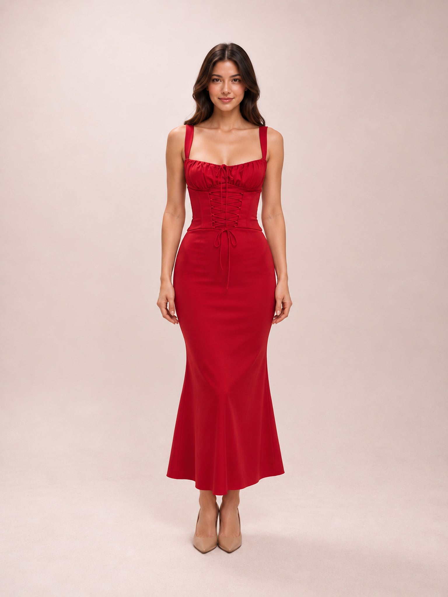 Valencia Red Rose Corset Dress