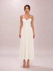 Amorata Ivory Pleated Maxi Dress