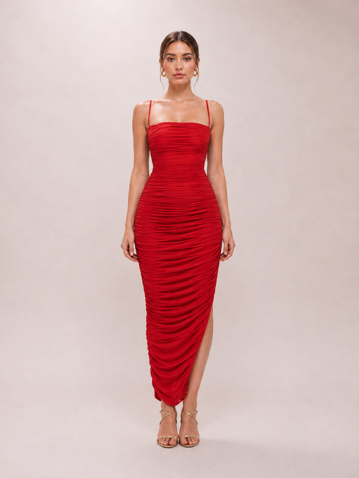 Fornarina Red Organza Mesh Maxi Dress