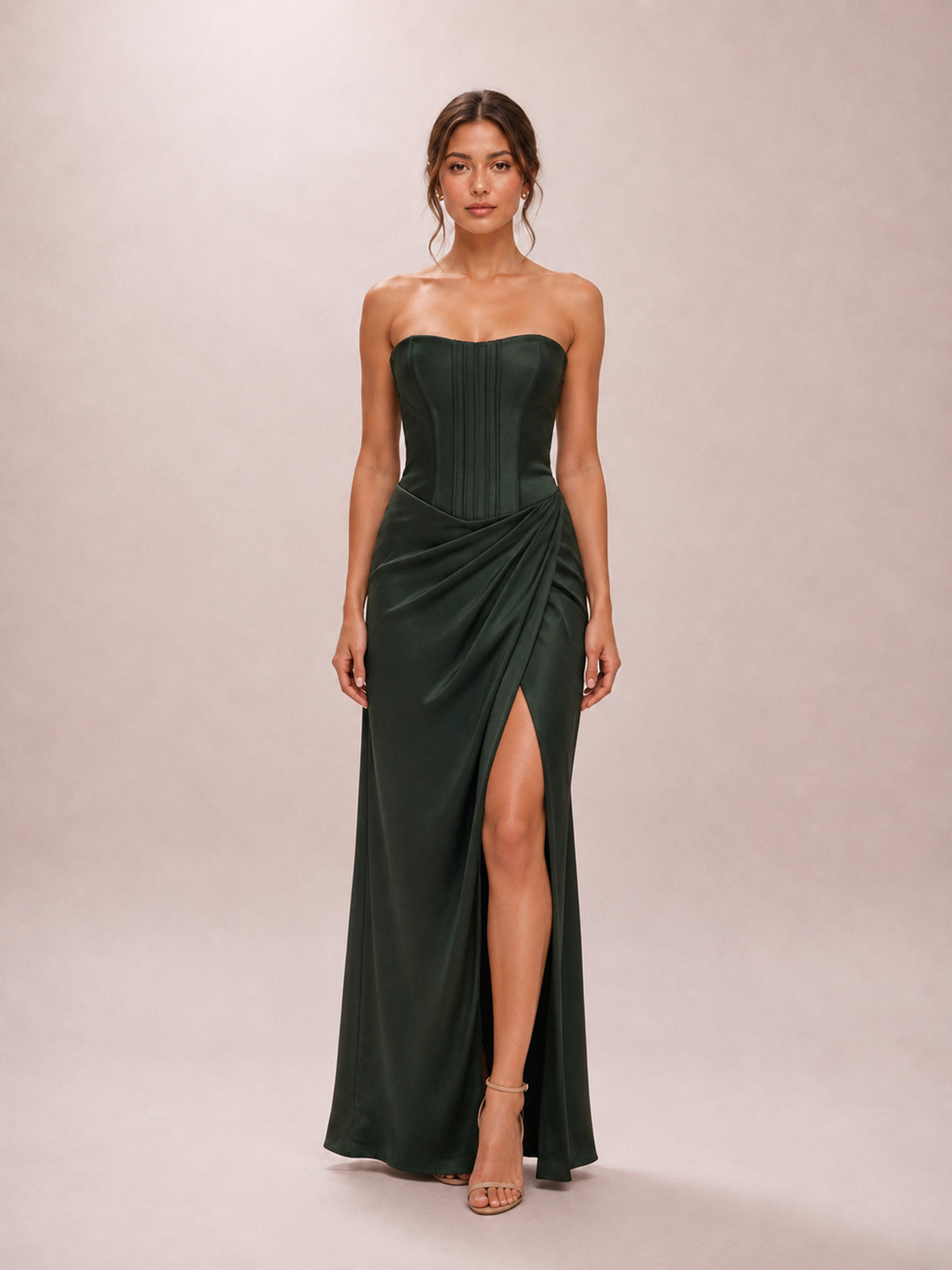 Carelle Emerald Satin Maxi Dress