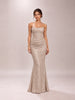 Persephone Pale Gold  Strapless Corset Maxi Dress