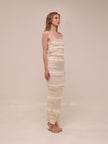 Solana Ivory Sequin Pleat Maxi Dress