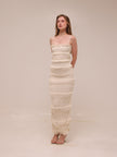 Solana Ivory Sequin Pleat Maxi Dress