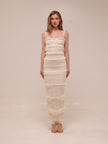 Solana Ivory Sequin Pleat Maxi Dress