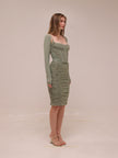 Freyja Green Gathered Corset Dress