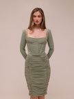 Freyja Green Gathered Corset Dress