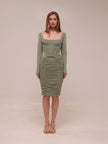 Freyja Green Gathered Corset Dress