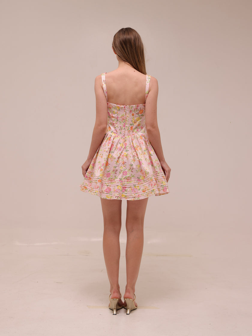 Natassia Pink Meadow Mini Dress