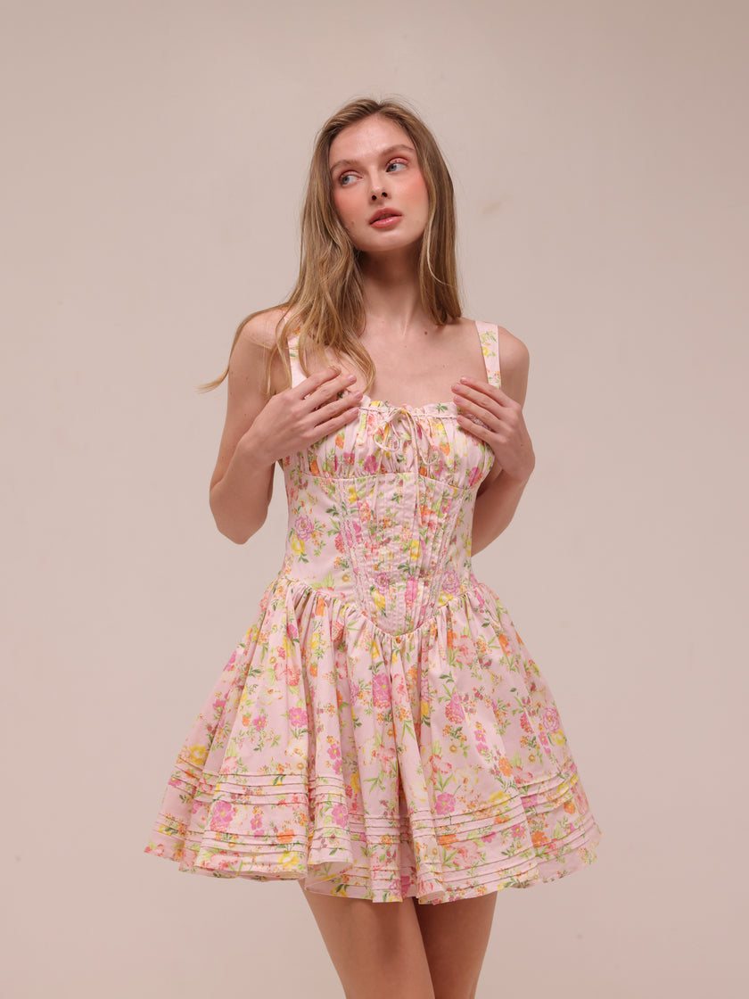 Natassia Pink Meadow Mini Dress