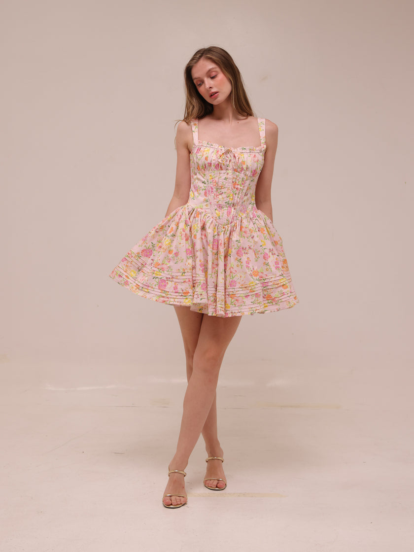 Natassia Pink Meadow Mini Dress