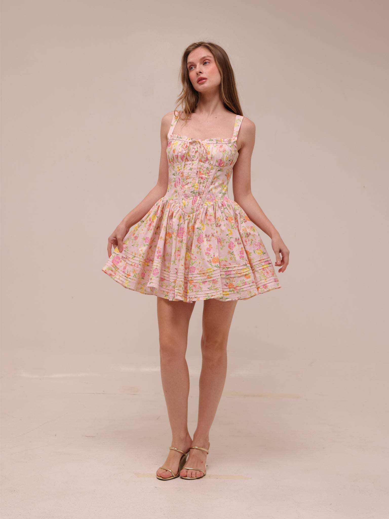Natassia Pink Meadow Mini Dress